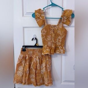 Cato Kids Dress Set in Mustard and White